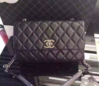 2016 Chanel Sheppskin Leather Flap Shoulder Bag A6031 Black A6031
