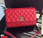 2016 Chanel Sheppskin Leather Flap Shoulder Bag A6031 Red A6031