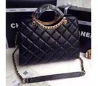 2016 Chanel Shopper Bag Sheepskin Leather A8240 Black A8240