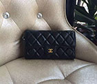 2016 Chanel Tri-Fold Wallet Black Original Caviar leather A31506 Gold A31506