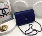 2016 Chanel WOC A33814 Blue Original Caviar Leather Mini Flap Bag Silver A33814