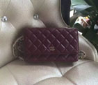 2016 Chanel WOC A33814 Burgundy Original Sheepskin Leather Mini Flap Bag Gold A33814