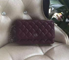 2016 Chanel WOC A33814 Burgundy Original Sheepskin Leather Mini Flap Bag Silver A33814