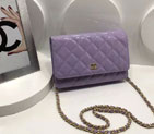 2016 Chanel WOC A33814 Lavender Original Patent Leather Mini Flap Bag Gold A33814