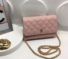 2016 Chanel WOC A33814 Pink Original Caviar Leather Mini Flap Bag Gold A33814