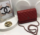 2016 Chanel WOC A33814 Red Original Caviar Leather Mini Flap Bag Silver A33814