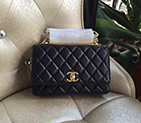 2016 Chanel WOC A80982 Black Original Sheepskin Leather Mini Flap Bag Gold A80982