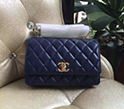 2016 Chanel WOC A80982 Blue Original Sheepskin Leather Mini Flap Bag Gold A80982