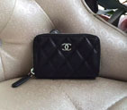 2016 Chanel Zip card package change clip Original Sheepskin Leather A69271 Black Silver A69271