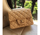 2016 Chanel mini Classic Flap Bag Apricot Original Sheekskin leather 1115 Gold Hardware 1115