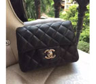 2016 Chanel mini Classic Flap Bag Black Original Sheekskin leather A1115 Silver A1115