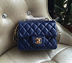 2016 Chanel mini Classic Flap Bag Blue Original Sheekskin leather 1115 Gold Hardware 1115