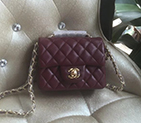 2016 Chanel mini Classic Flap Bag Claret Original Sheekskin leather 1115 Gold Hardware 1115