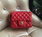 2016 Chanel mini Classic Flap Bag Red Original Sheekskin leather 1115 Gold Hardware 1115