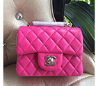 2016 Chanel mini Classic Flap Bag Rose Original Sheekskin leather 1115 Silver Hardware 1115