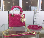 2016 Christian MINI LADY DIOR BAG Original Patent Leather D1635 Rose with Gold D1635