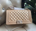 2016 LE Boy Chanel Flap Shoulder Bag Original Caviar Leather A67086 Champagne Gold A67086