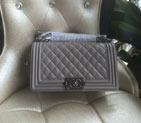 2016 LE Boy Chanel Flap Shoulder Bag Original Caviar Leather A67086 Grey Silver A67086