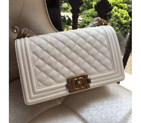 2016 LE Boy Chanel Flap Shoulder Bag Original Caviar Leather A67086 white A67086