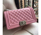 2016 LE Boy Chanel Flap Shoulder Bag Original Caviar Leather A67086 Pink Silver A67086