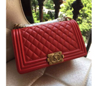 2016 LE Boy Chanel Flap Shoulder Bag Original Caviar Leather A67086 Red A67086