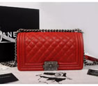 2016 LE Boy Chanel Flap Shoulder Bag Original Caviar Leather A67086 Red Silver A67086
