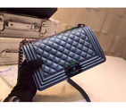 2016 LE Boy Chanel Flap Shoulder Bag Original Deer Leather A67086 Blue A67086
