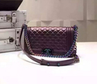 2016 LE Boy Chanel Flap Shoulder Bag Original Deer Leather A67086 Purple A67086