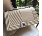 2016 LE Boy Chanel Flap Shoulder Bag Original Fetal cowhide Leather A67086 Off-White A67086