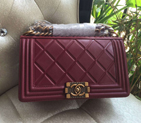 2016 LE Boy Chanel Flap Shoulder Bag Original leather A67086 Claret A67086