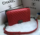 2016 LE Boy Chanel Flap Shoulder Bag Sheekskin Leather A67086 Red with Silver A67086