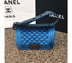 2016 Le Boy Chanel Flap Shoulder Bag Original Blue velvet A67085 with Black Polished A67085