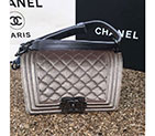 2016 Le Boy Chanel Flap Shoulder Bag Original Gray velvet A67085 with Black Polished A67085
