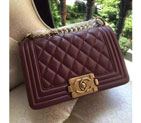 2016 Le Boy Chanel Flap Shoulder Bag Original Leather A67085 Claret Bronze A67085