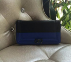2016 Le boy Chanel Matelasse Calfskin Leather Zip Around Wallet A80742 Blue&Black with Black Polishe A80742