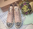 2016 Miu Miu Patent leather casual shoes with Diamonds