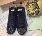 2016 Miu Miu Patent leather casual shoes with Diamonds