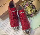 2016 Miu Miu Patent leather casual shoes with Diamonds