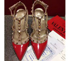 2016 Valentino women shoes in patent leather with Rivet Heel Height 9.5cm VN0099