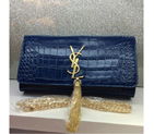 2016 YSL Classic Tassel Clutch bag Croco 311212 Blue