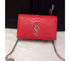 2016 YSL Dinner clutch shoulder bag 311218 Red with Silver