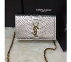 2016 YSL Dinner clutch shoulder bag 311218 Silver with Bronze