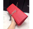 2016 YSL Dinner clutch shoulder bag 311288 Red with Silver