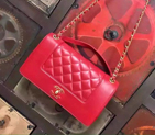 2016 chanel iridescent sheep flap bag with a tone on tone enamel cc clasp A93085 Red A93085