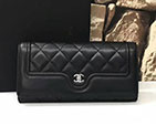 2017 Boy Chanel Embroidery Bi-Fold Wallet Original Sheepskin Leather A84235 Black A84235
