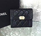 2017 Boy Chanel Matelasse Tri-Fold Wallet Original Caviar Leather A92115 Black A92115