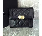 2017 Boy Chanel Matelasse Tri-Fold Wallet Original Caviar Leather A92115 Black A92115