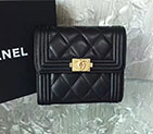 2017 Boy Chanel Matelasse Tri-Fold Wallet Original Lambskin Leather A92115 Black A92115