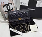2017 Boy Chanel WOC mini Flap Bag Black Original Patent leather A80287 A80287