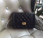 2017 Boy Chanel WOC mini Flap Bag Black Original Sheepskin leather A80287 Gold Hardware A80287